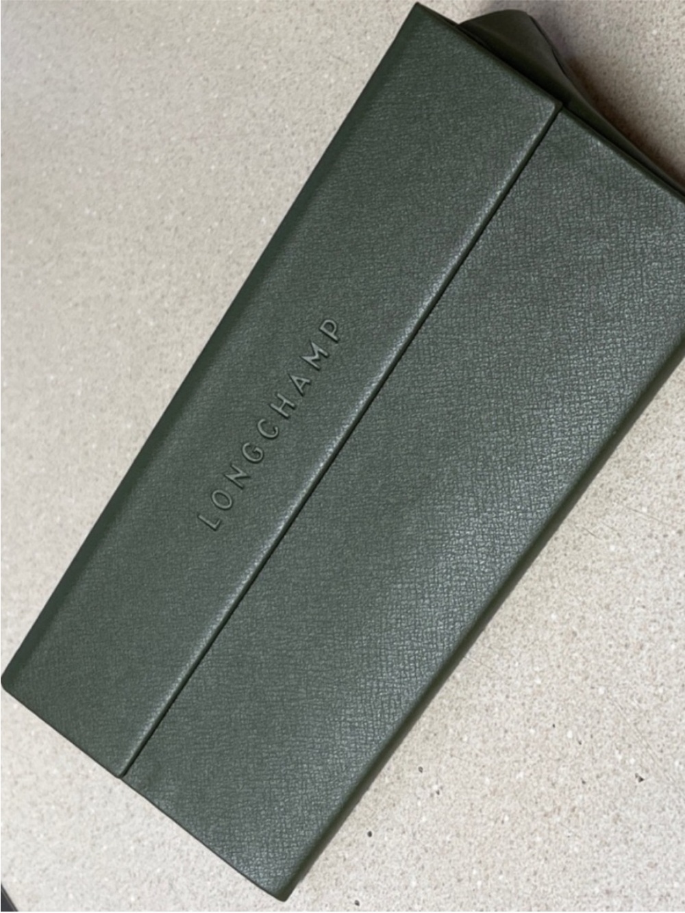 Longchamp Semi-Hard Shell Folding Eyeglasses Case Olive
Green